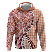 Aloha Vintage Palaka Floral Hawaiian Quilt Zip Hoodie Ulaula Motif LT9 Pullover Hoodie Red - Polynesian Pride