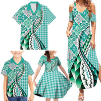Aloha Vintage Palaka Floral Hawaiian Quilt Family Matching Summer Maxi Dress and Hawaiian Shirt Polu Motif LT9 - Polynesian Pride