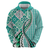 Aloha Vintage Palaka Floral Hawaiian Quilt Hoodie Polu Motif LT9 - Polynesian Pride