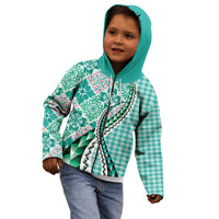 Aloha Vintage Palaka Floral Hawaiian Quilt Kid Hoodie Polu Motif LT9 - Polynesian Pride