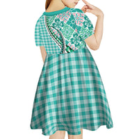 Aloha Vintage Palaka Floral Hawaiian Quilt Kid Short Sleeve Dress Polu Motif LT9 - Polynesian Pride