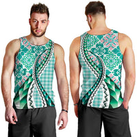 Aloha Vintage Palaka Floral Hawaiian Quilt Men Tank Top Polu Motif LT9 - Polynesian Pride