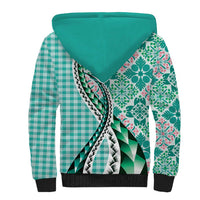 Aloha Vintage Palaka Floral Hawaiian Quilt Sherpa Hoodie Polu Motif LT9 - Polynesian Pride