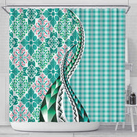Aloha Vintage Palaka Floral Hawaiian Quilt Shower Curtain Polu Motif LT9 - Polynesian Pride