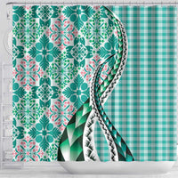 Aloha Vintage Palaka Floral Hawaiian Quilt Shower Curtain Polu Motif LT9 - Polynesian Pride