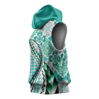 Aloha Vintage Palaka Floral Hawaiian Quilt Sleeveless Hoodie Polu Motif LT9 - Polynesian Pride