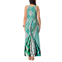 Aloha Vintage Palaka Floral Hawaiian Quilt Tank Maxi Dress Polu Motif LT9 - Polynesian Pride