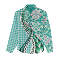 Aloha Vintage Palaka Floral Hawaiian Quilt Women Casual Shirt Polu Motif - Polynesian Pride