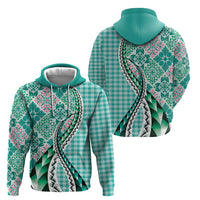 Aloha Vintage Palaka Floral Hawaiian Quilt Zip Hoodie Polu Motif LT9 - Polynesian Pride