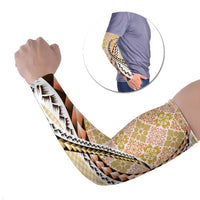 Aloha Vintage Palaka Floral Hawaiian Quilt Arm Sleeves Melemele Motif LT9 Set of 2 Yellow - Polynesian Pride