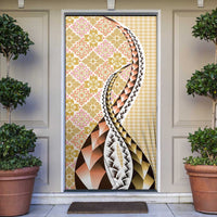 Aloha Vintage Palaka Floral Hawaiian Quilt Door Cover Melemele Motif LT9 Yellow - Polynesian Pride