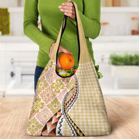 Aloha Vintage Palaka Floral Hawaiian Quilt Grocery Bag Melemele Motif LT9 - Polynesian Pride