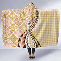 Aloha Vintage Palaka Floral Hawaiian Quilt Hooded Blanket Melemele Motif LT9 One Size Yellow - Polynesian Pride