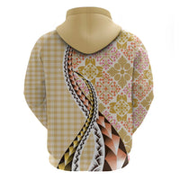 Aloha Vintage Palaka Floral Hawaiian Quilt Hoodie Melemele Motif LT9 - Polynesian Pride