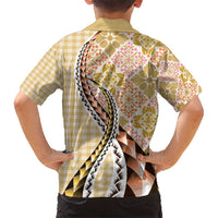 Aloha Vintage Palaka Floral Hawaiian Quilt Kid Hawaiian Shirt Melemele Motif LT9 - Polynesian Pride