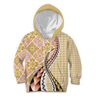Aloha Vintage Palaka Floral Hawaiian Quilt Kid Hoodie Melemele Motif LT9 Hoodie Yellow - Polynesian Pride