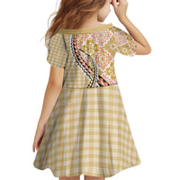 Aloha Vintage Palaka Floral Hawaiian Quilt Kid Short Sleeve Dress Melemele Motif LT9 - Polynesian Pride