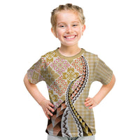 Aloha Vintage Palaka Floral Hawaiian Quilt Kid T Shirt Melemele Motif LT9 Yellow - Polynesian Pride