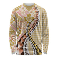 Aloha Vintage Palaka Floral Hawaiian Quilt Long Sleeve Shirt Melemele Motif LT9 Unisex Yellow - Polynesian Pride