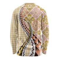 Aloha Vintage Palaka Floral Hawaiian Quilt Long Sleeve Shirt Melemele Motif LT9 - Polynesian Pride