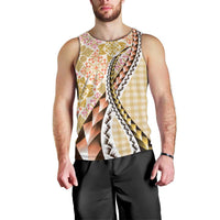 Aloha Vintage Palaka Floral Hawaiian Quilt Men Tank Top Melemele Motif LT9 - Polynesian Pride