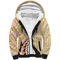 Aloha Vintage Palaka Floral Hawaiian Quilt Sherpa Hoodie Melemele Motif LT9 Unisex Yellow - Polynesian Pride