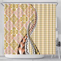 Aloha Vintage Palaka Floral Hawaiian Quilt Shower Curtain Melemele Motif LT9 - Polynesian Pride
