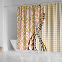 Aloha Vintage Palaka Floral Hawaiian Quilt Shower Curtain Melemele Motif LT9 - Polynesian Pride