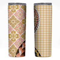 Aloha Vintage Palaka Floral Hawaiian Quilt Skinny Tumbler Melemele Motif LT9 Yellow - Polynesian Pride