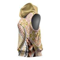 Aloha Vintage Palaka Floral Hawaiian Quilt Sleeveless Hoodie Melemele Motif LT9 - Polynesian Pride