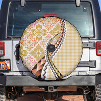 Aloha Vintage Palaka Floral Hawaiian Quilt Spare Tire Cover Melemele Motif LT9 Yellow - Polynesian Pride