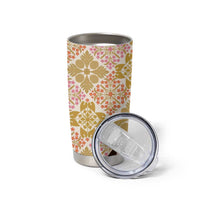 Aloha Vintage Palaka Floral Hawaiian Quilt Tumbler Cup Melemele Motif LT9 - Polynesian Pride