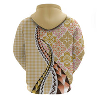 Aloha Vintage Palaka Floral Hawaiian Quilt Zip Hoodie Melemele Motif LT9 - Polynesian Pride