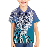 Aloha Vintage Plumeria Hawaiian Tapa Pattern Hawaiian Shirt Blue Hawaiian Tapa Pattern - Polynesian Pride