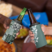 Aloha Vintage Plumeria Hawaiian Tapa Pattern 4 in 1 Can Cooler Tumbler Dark Turquoise Hawaiian Tapa Pattern LT9 - Polynesian Pride