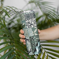 Aloha Vintage Plumeria Hawaiian Tapa Pattern Skinny Tumbler Dark Turquoise Hawaiian Tapa Pattern LT9 - Polynesian Pride