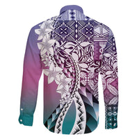 Aloha Vintage Plumeria Hawaiian Tapa Pattern Family Matching Tank Maxi Dress and Hawaiian Shirt Gradient Hawaiian Tapa Pattern LT9 - Polynesian Pride