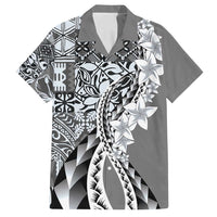 Aloha Vintage Plumeria Hawaiian Tapa Pattern Family Matching Puletasi and Hawaiian Shirt Gray Hawaiian Tapa Pattern LT9 Dad's Shirt - Short Sleeve Gray - Polynesian Pride