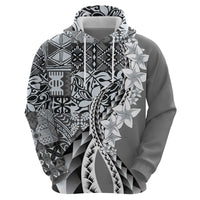 Aloha Vintage Plumeria Hawaiian Tapa Pattern Hoodie Gray Hawaiian Tapa Pattern - Polynesian Pride