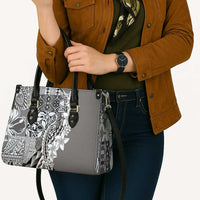 Aloha Vintage Plumeria Hawaiian Tapa Pattern Leather Bag Gray Hawaiian Tapa Pattern - Polynesian Pride