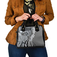 Aloha Vintage Plumeria Hawaiian Tapa Pattern Shoulder Handbag Gray Hawaiian Tapa Pattern - Polynesian Pride