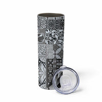 Aloha Vintage Plumeria Hawaiian Tapa Pattern Skinny Tumbler Gray Hawaiian Tapa Pattern LT9 - Polynesian Pride