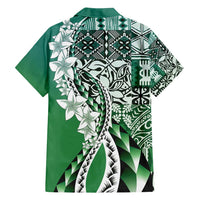 Aloha Vintage Plumeria Hawaiian Tapa Pattern Family Matching Off Shoulder Maxi Dress and Hawaiian Shirt Green Hawaiian Tapa Pattern LT9 - Polynesian Pride
