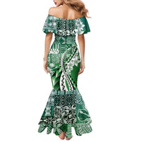 Aloha Vintage Plumeria Hawaiian Tapa Pattern Mermaid Dress Green Hawaiian Tapa Pattern - Polynesian Pride