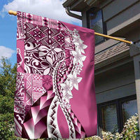 Aloha Vintage Plumeria Hawaiian Tapa Pattern Garden Flag Pink Hawaiian Tapa Pattern - Polynesian Pride