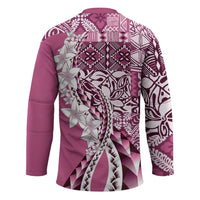Aloha Vintage Plumeria Hawaiian Tapa Pattern Hockey Jersey Pink Hawaiian Tapa Pattern - Polynesian Pride