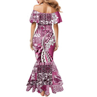 Aloha Vintage Plumeria Hawaiian Tapa Pattern Mermaid Dress Pink Hawaiian Tapa Pattern - Polynesian Pride