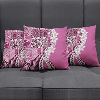 Aloha Vintage Plumeria Hawaiian Tapa Pattern Pillow Cover Pink Hawaiian Tapa Pattern - Polynesian Pride