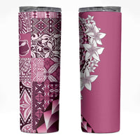 Aloha Vintage Plumeria Hawaiian Tapa Pattern Skinny Tumbler Pink Hawaiian Tapa Pattern LT9 Pink - Polynesian Pride