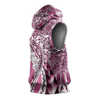 Aloha Vintage Plumeria Hawaiian Tapa Pattern Sleeveless Hoodie Pink Hawaiian Tapa Pattern - Polynesian Pride